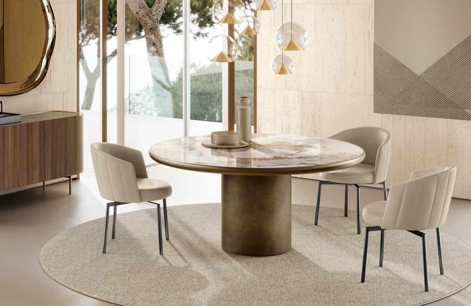 Cilindro With Ceramic Top Dining Table By Eforma