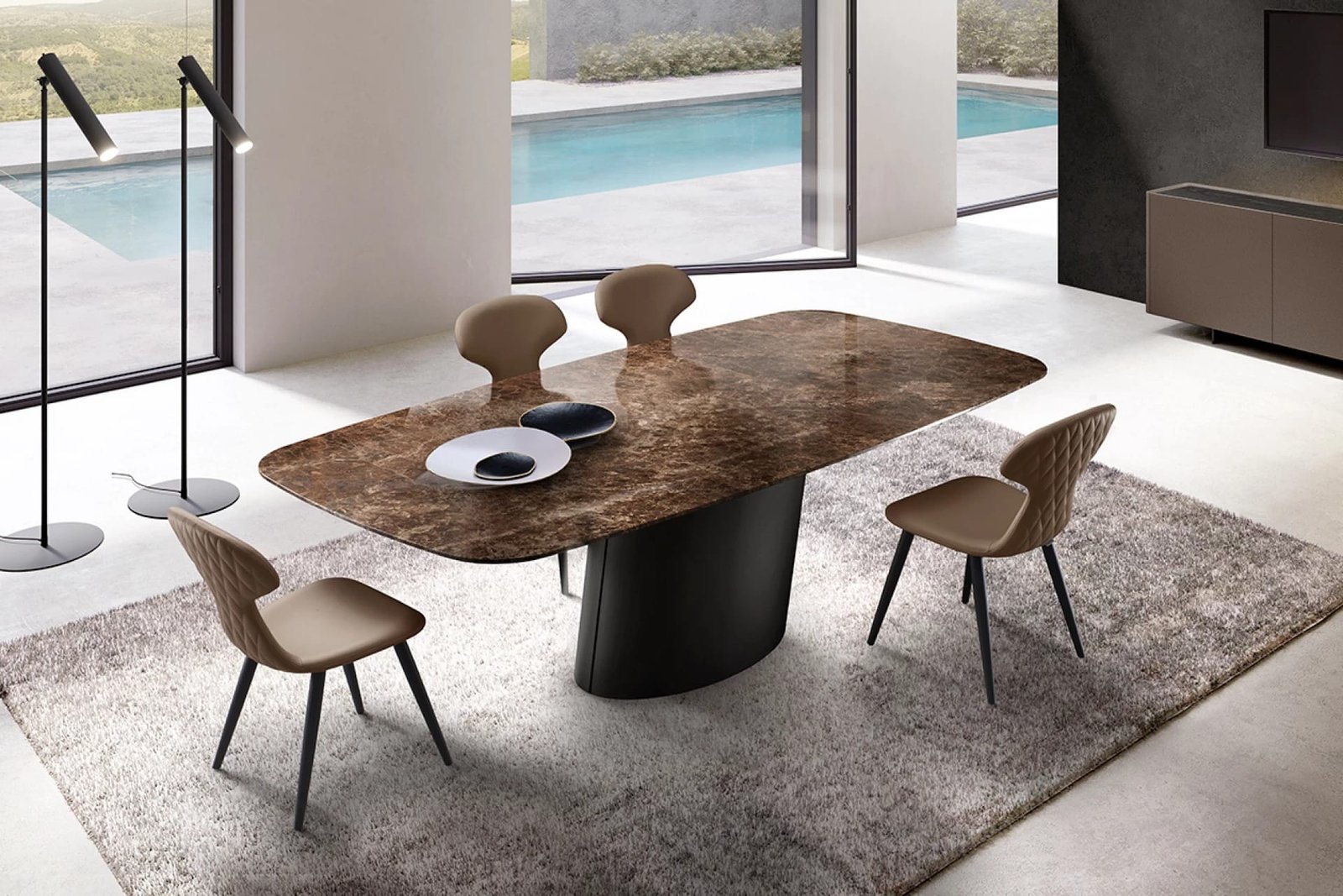 Dorado with Marble Top Dining Table by Eforma - Image 2