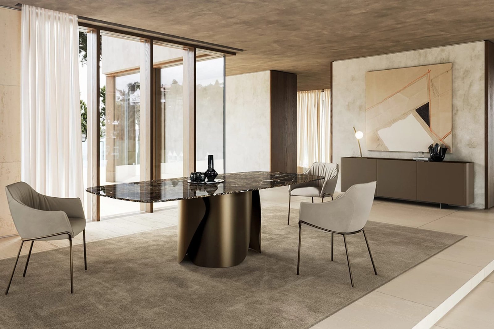 Onda With Marble Top Dining Table By Eforma - Image 4