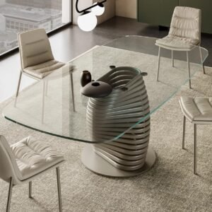 Rotolo With Glass Top Dining Table By Eforma 3