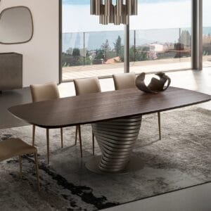 Rotolo With Wooden Top Dining Table By Eforma 4