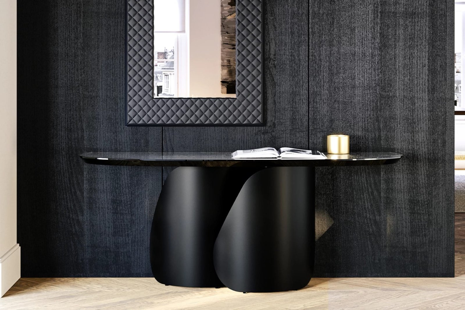 Onda With Glass Top Console Table By Eforma - Image 2