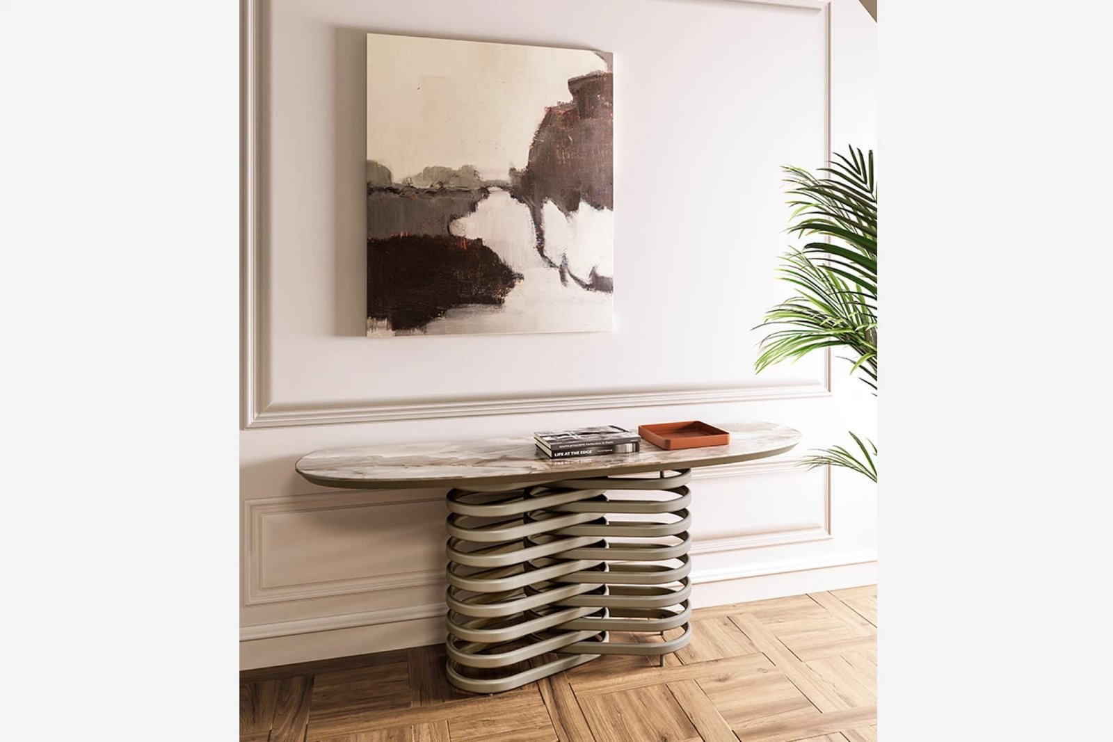 Rotolo With Ceramic Top Console Table By Eforma - Image 2
