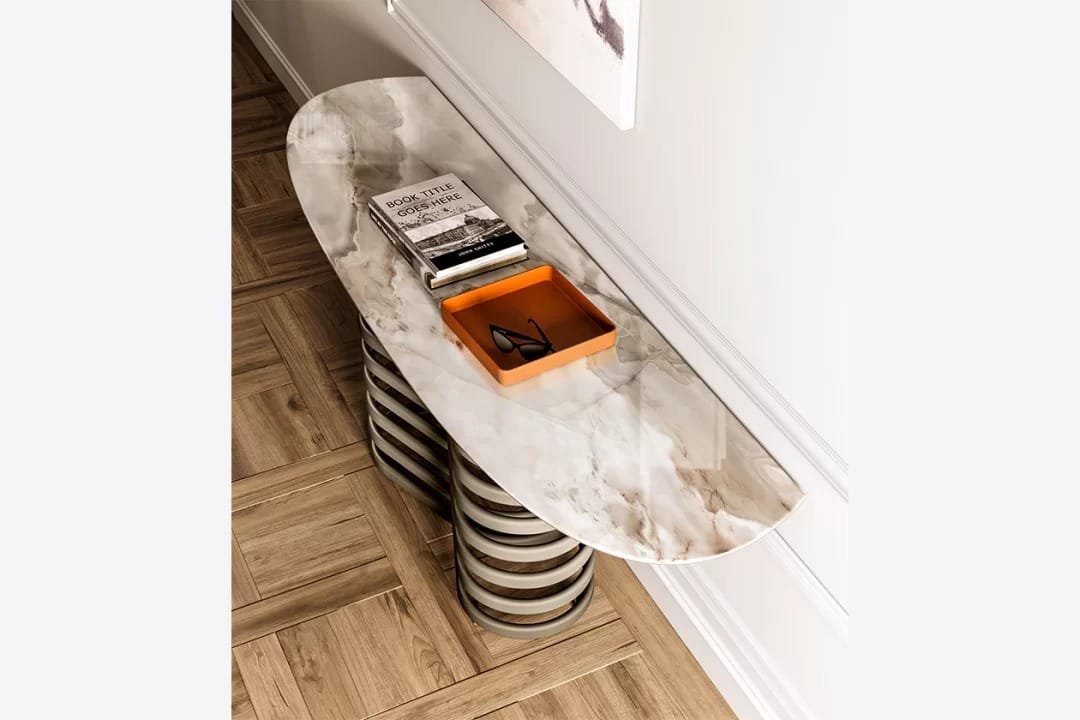 Rotolo With Ceramic Top Console Table By Eforma - Image 3