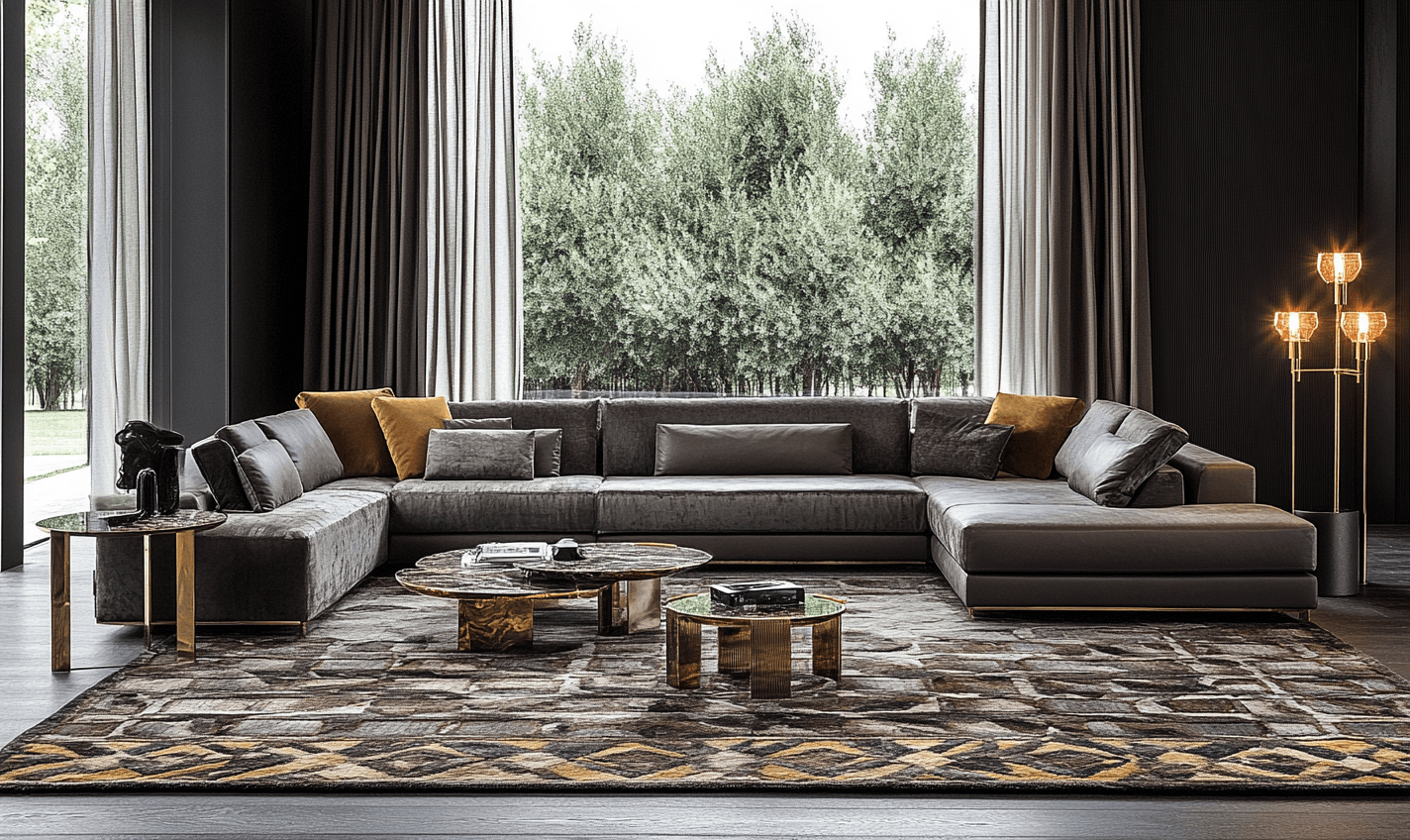 Modern living room carpet rugs for a Lagos or Abuja luxury home.