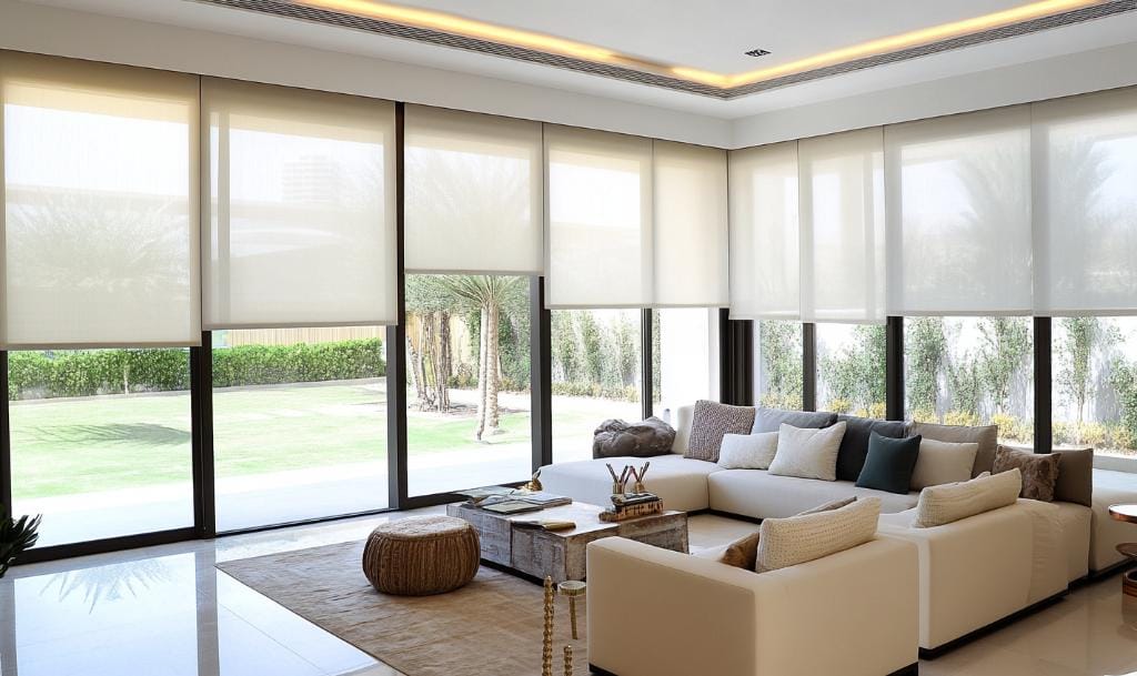 Sheer blinds and curtains for a Lagos or Abuja luxury home.