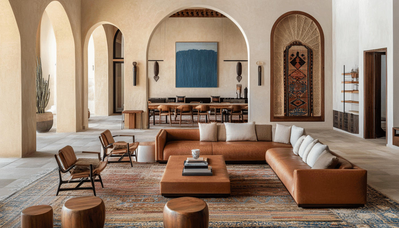 Contemporary Lagos villa interior showcasing seamless blend of traditional and modern styles