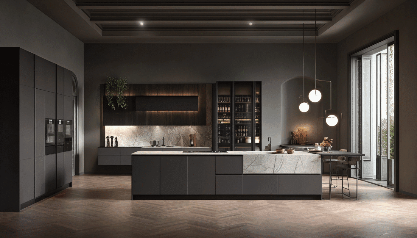 Modern kitchen blending style and functionality with custom cabinetry