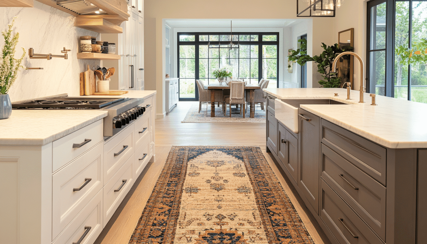 Modern kitchen with neutral brown rug runner kitchen rugs kitchen floor rugs kitchen area rugs