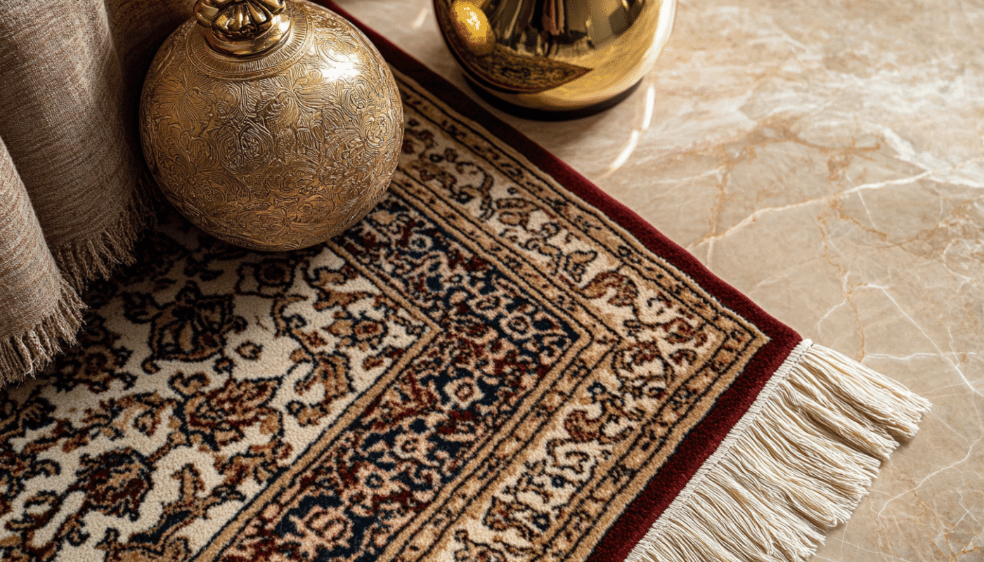 Close-up of vibrant hand-knotted Persian rug showing detailed floral and geometric patterns.