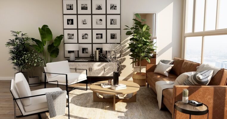 Luxury living room with Italian designer furniture in a Lagos penthouse