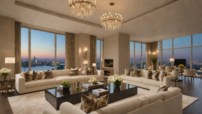 luxury penthouse living room panoramic furniture