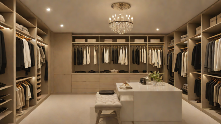 luxury walk-in wardrobe closet organized
