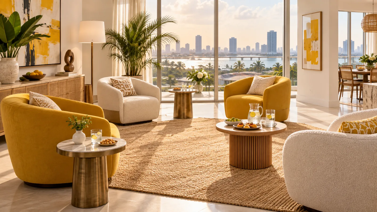 Separated round nesting tables prepared for hosting