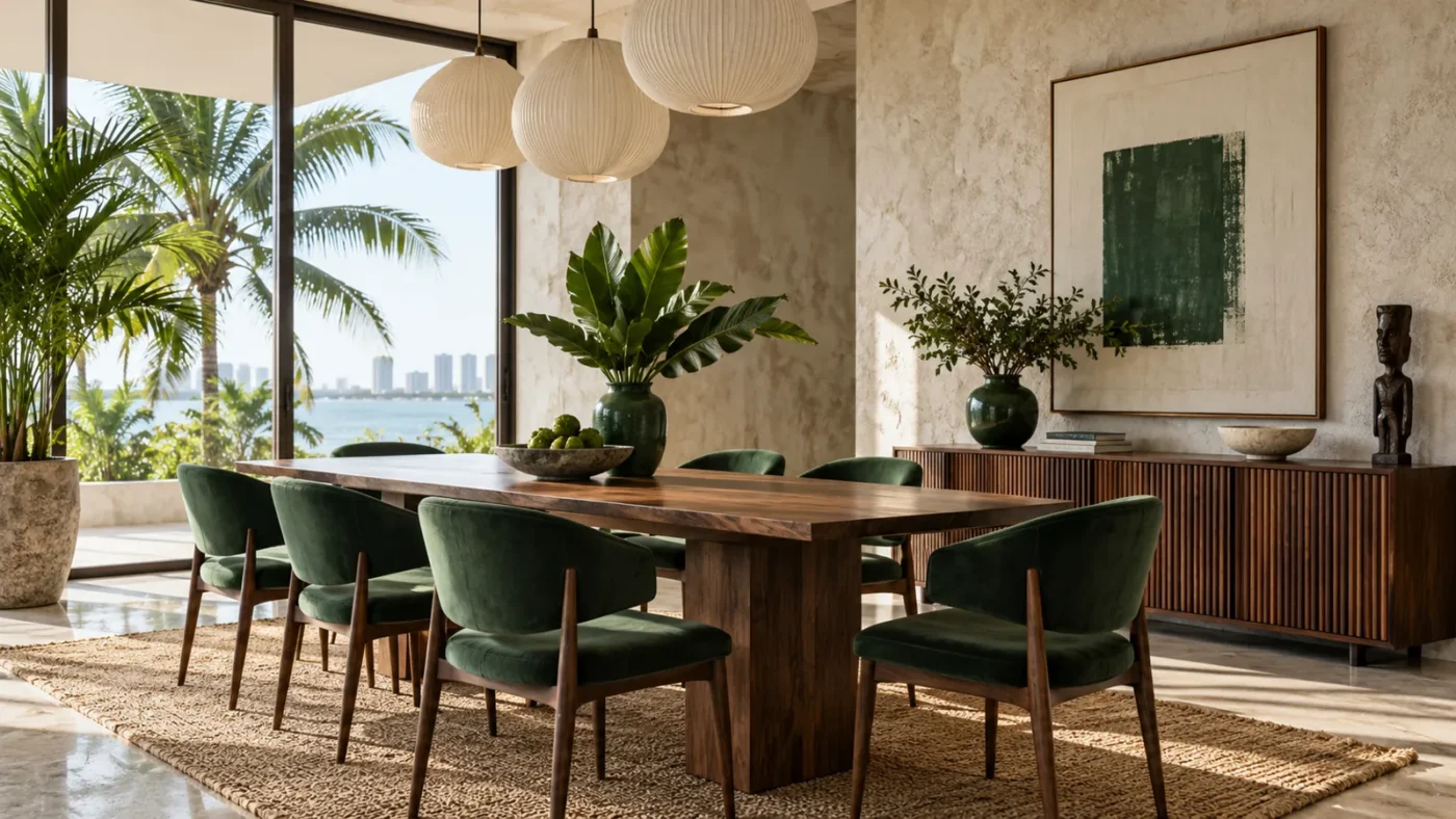 Low sideboard in a bright Lagos dining room