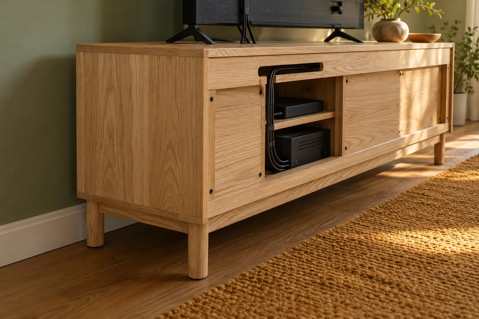 Rear service opening of an illustrative ash media cabinet